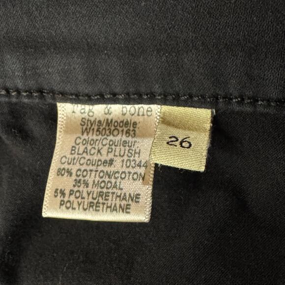 Rag & Bone SZ 26 Legging Jegging Pants Stretch Low-Rise Zip-Fly Black Plush - Picture 10 of 11